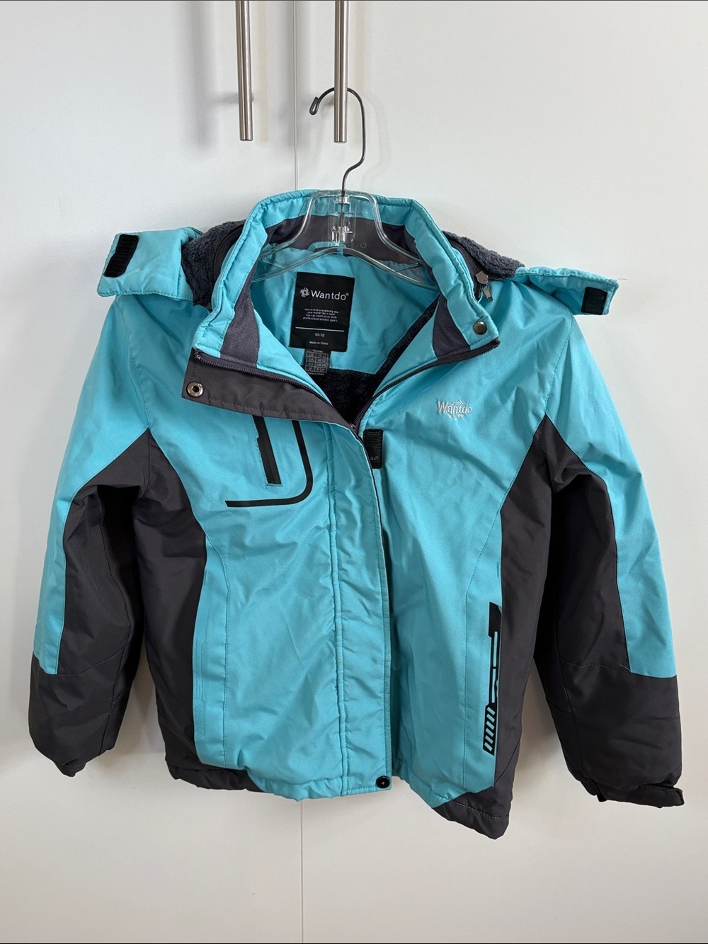 Kids' Turquoise and Black Insulated Winter Jacket